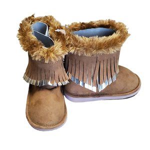 Crazy 8 Moccasin Fringe Boots Girls Size 6 Brown